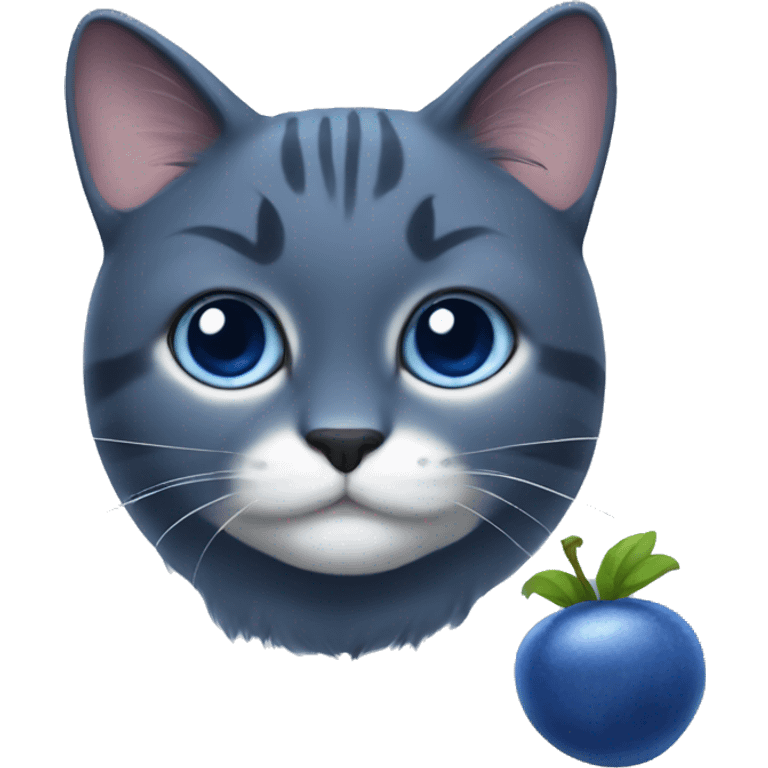 blue blueberry shaped cat  emoji