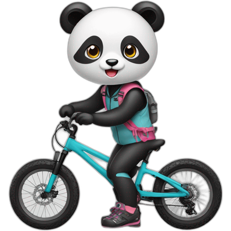 Cute Panda girl with mountain bike emoji