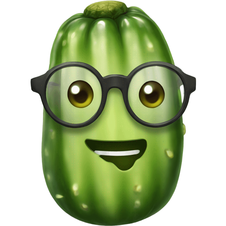 Pickle with glasses, tam, and cute face emoji