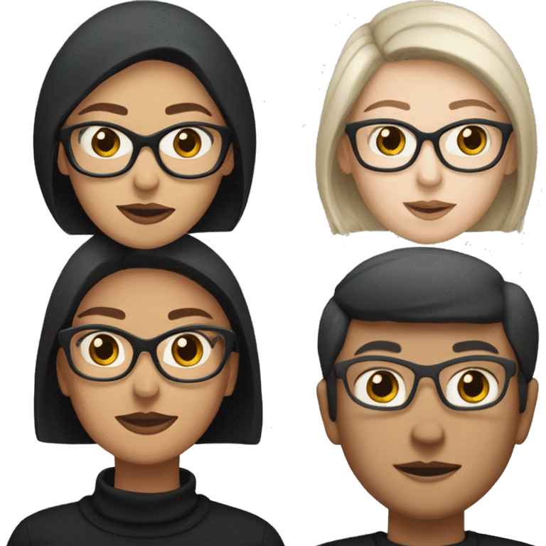 white skin woman in glasses and black turtleneck emoji