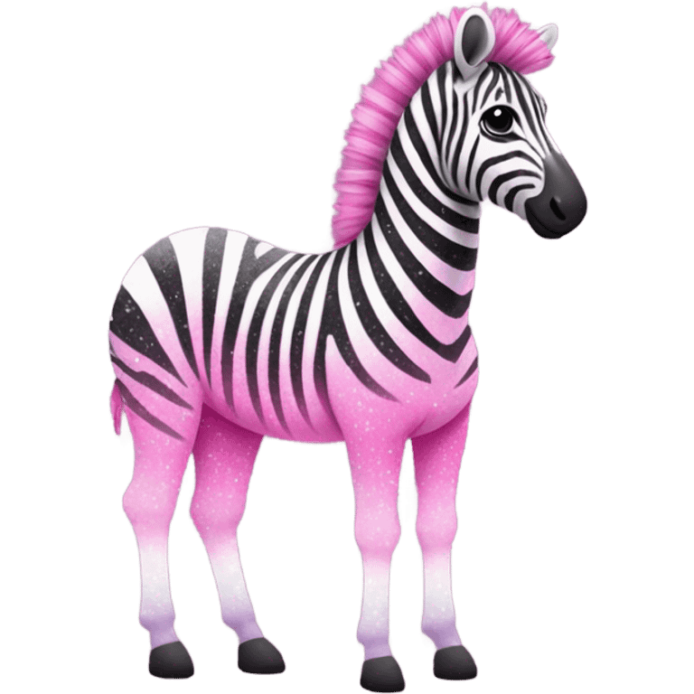 Pink ombre full-body zebra with glitter emoji