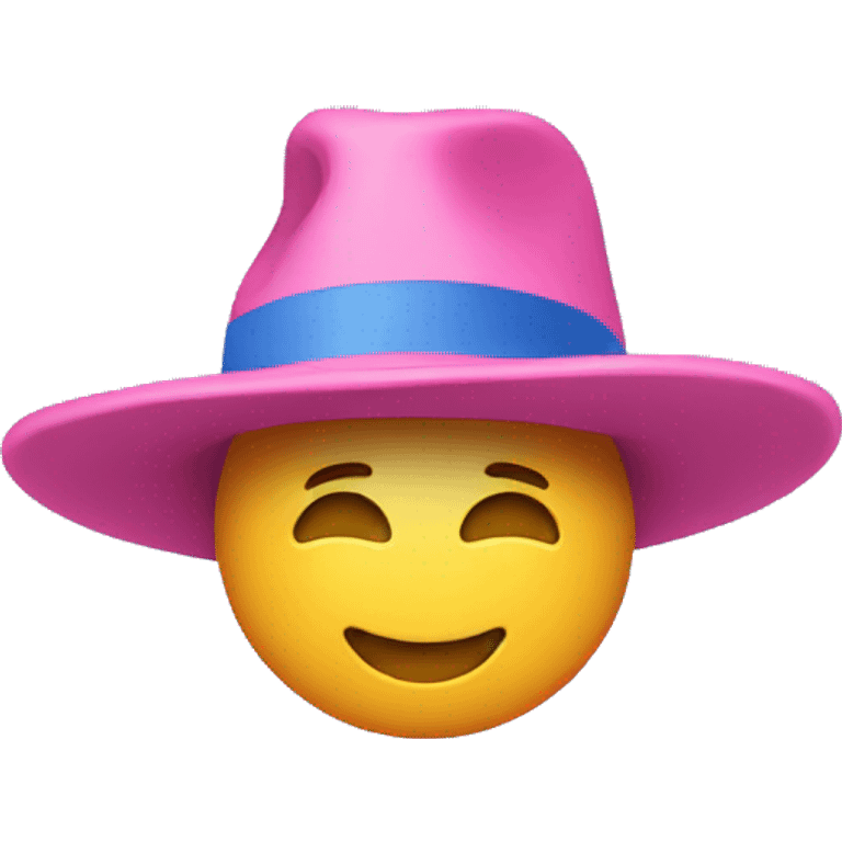 PINK HAT ROTATING AGAINST BLUE BACKDROP emoji