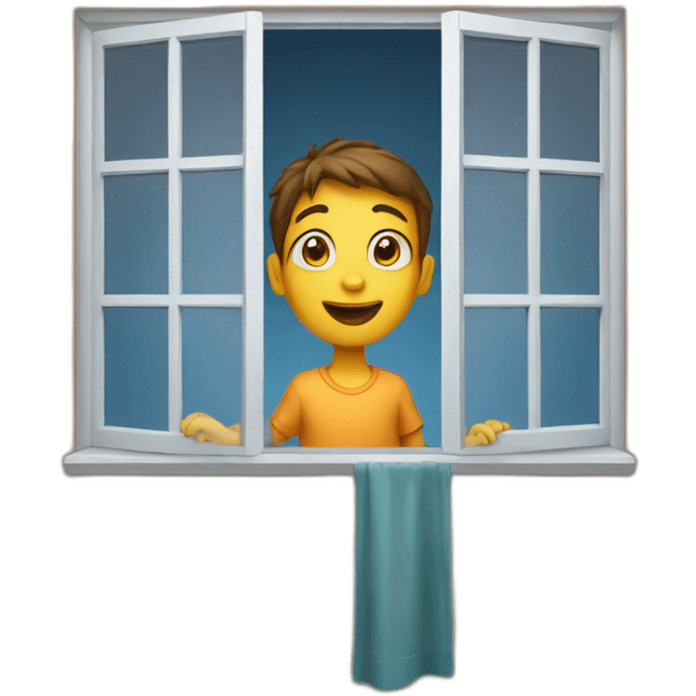 Kid standing in window emoji