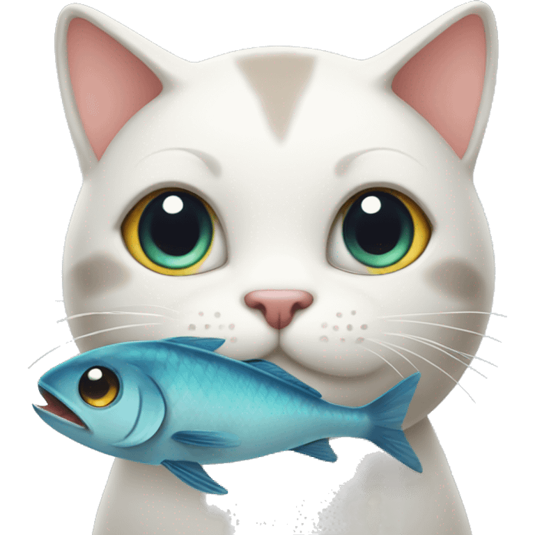 Cat with fish  emoji