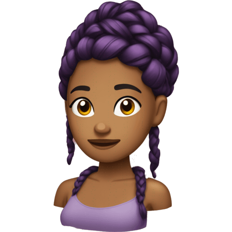 Chica negra trenzas moradas emoji