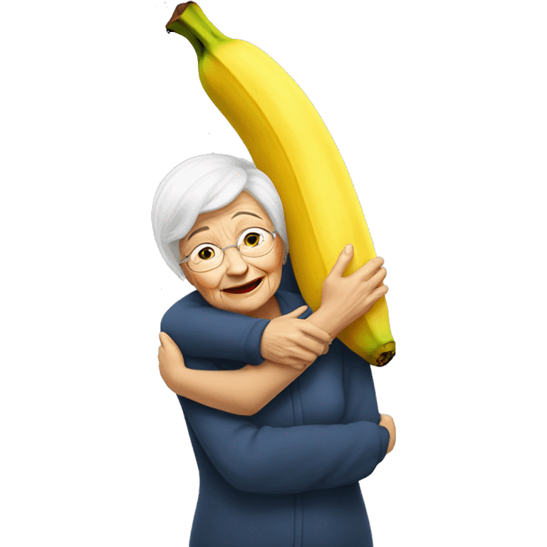 banana hugging an old woman emoji