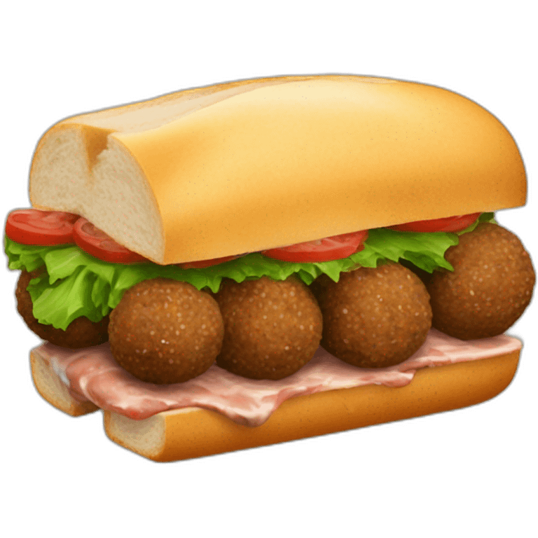 sandwich with hot meat balls and black pepper sauce emoji