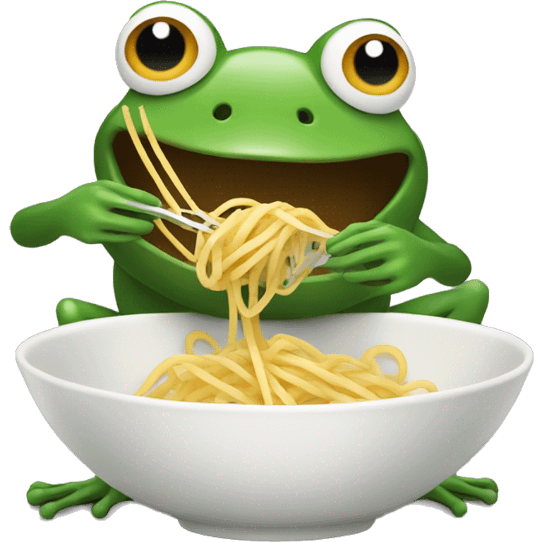 Frog eating spaghetti emoji