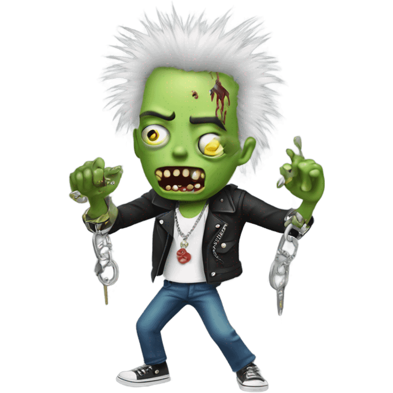 sid vicious zombie wearing a padlock necklace dancing emoji