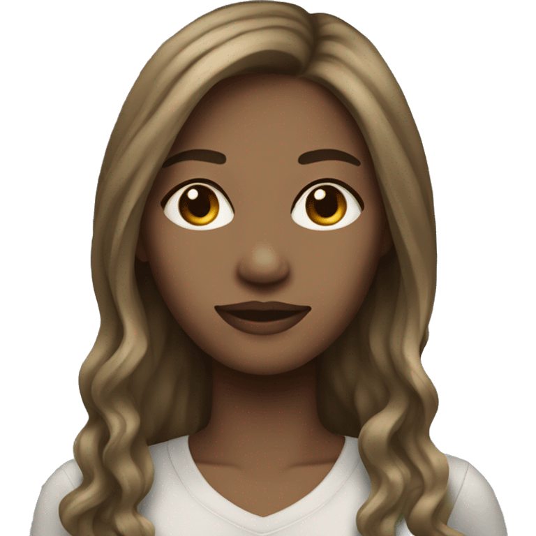 Woman dark blond wavy and straight hair emoji