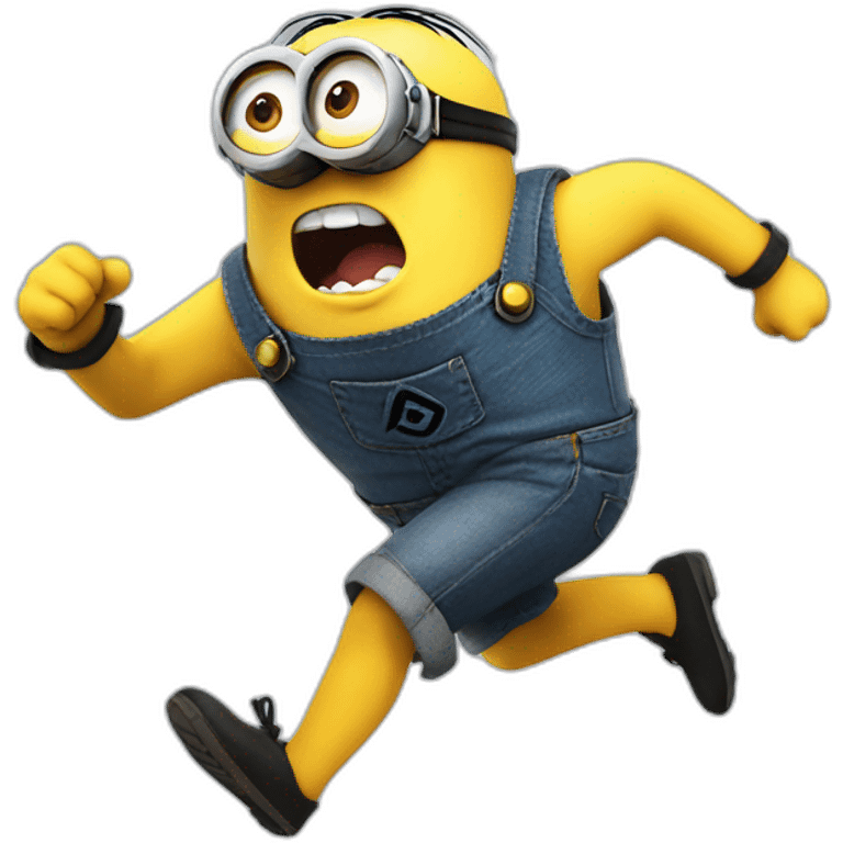 Minion Screaming and running from Angry minion emoji