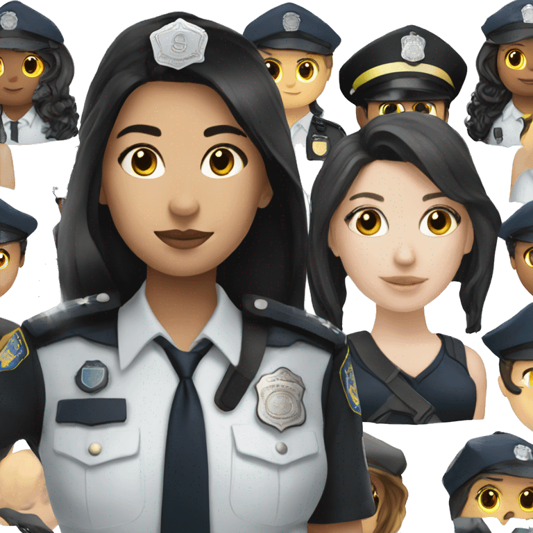 pale girl with long black hair with police uniform  emoji