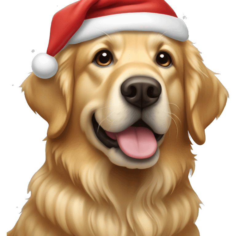 Ein Goldenretriver  trägt einen Weihnachtspulli  emoji