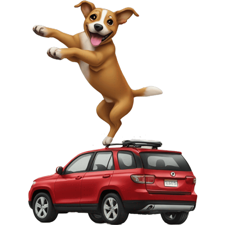 dog backflip with car on b emoji