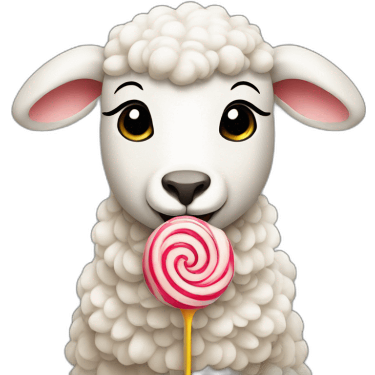 Lamb eating lollipop emoji