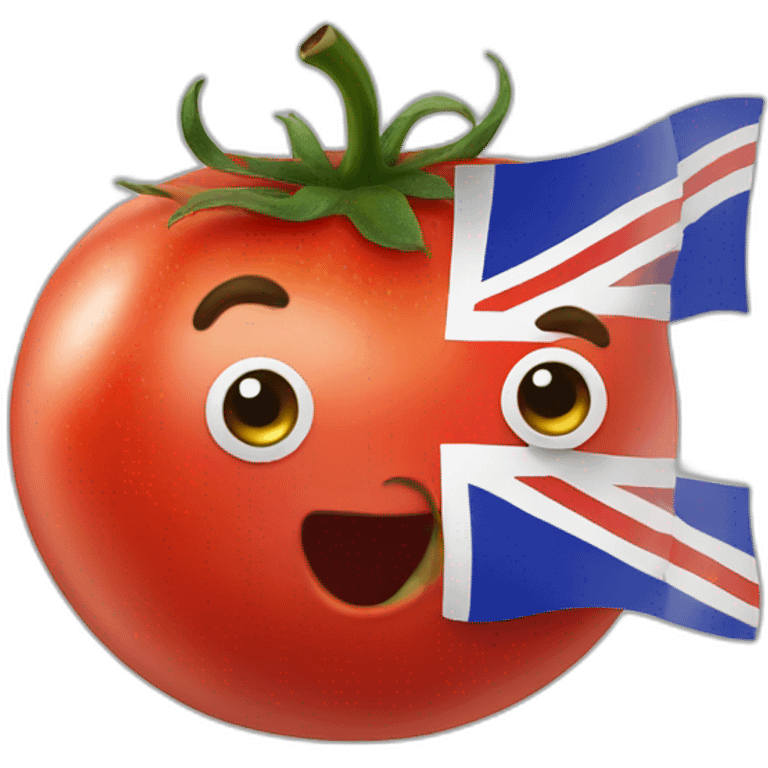 A tomato waving a British flag emoji