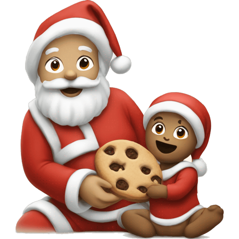 santa eating a cookie with a baby emoji