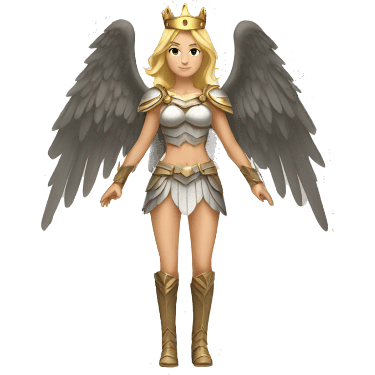 Blond Valkyrie full body with crown with wings emoji