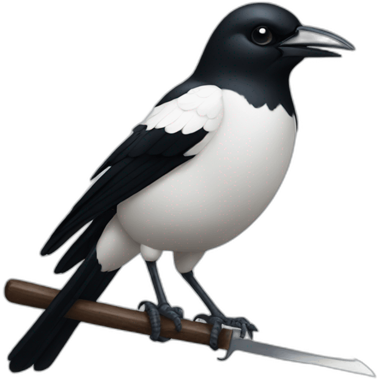 magpie holding a knife emoji