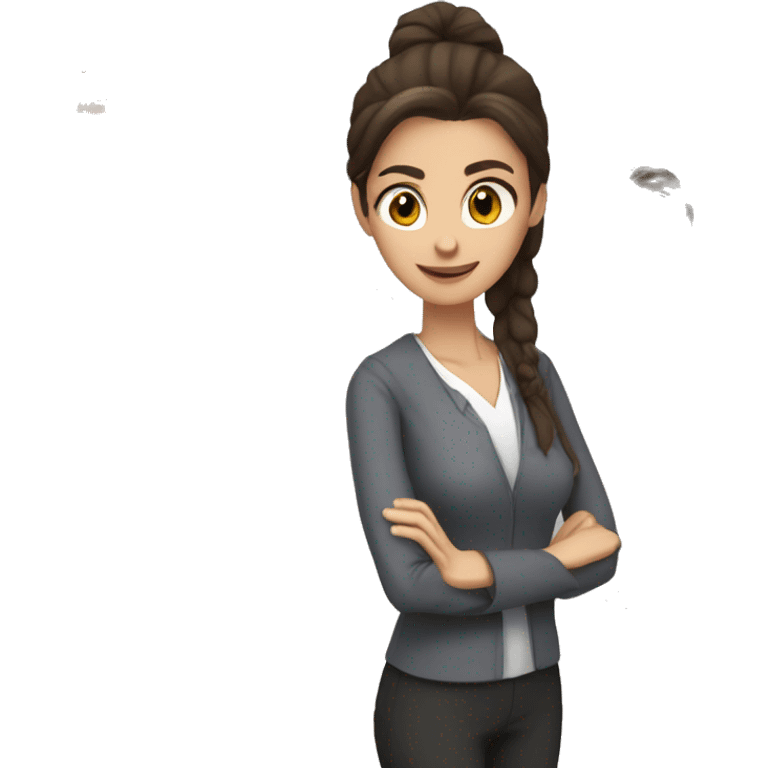 no glasses female teacher 43 years old latin brown eyes brunette hair pony tail emoji