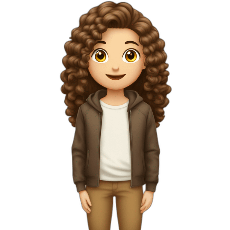 Garçon blanc cheveux marron avec fille marron cheveux long lisse Garçon blanc cheveux marron bouclé couple avec fille marron cheveux long lisse emoji