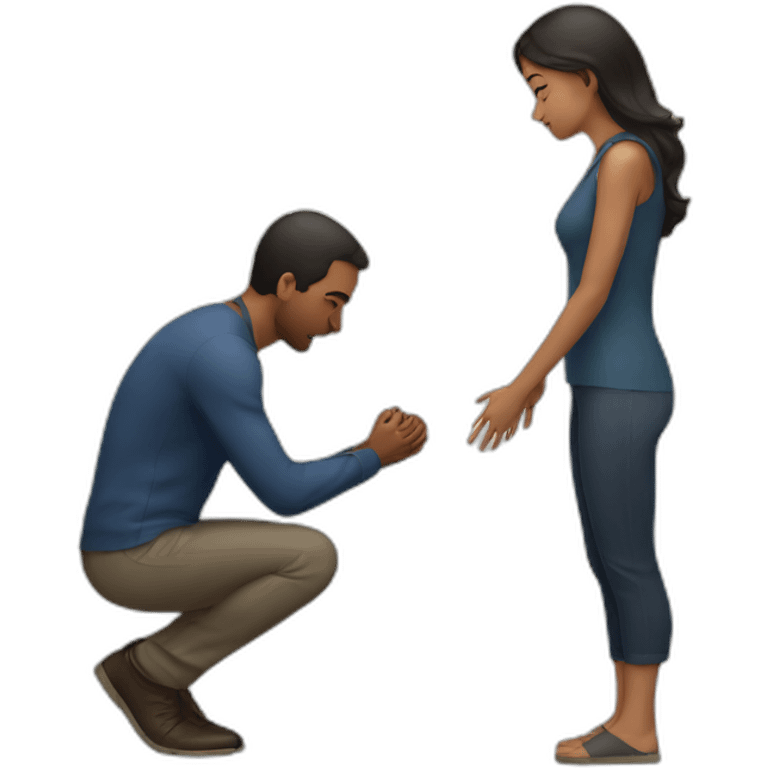 Woman on knees facing man emoji