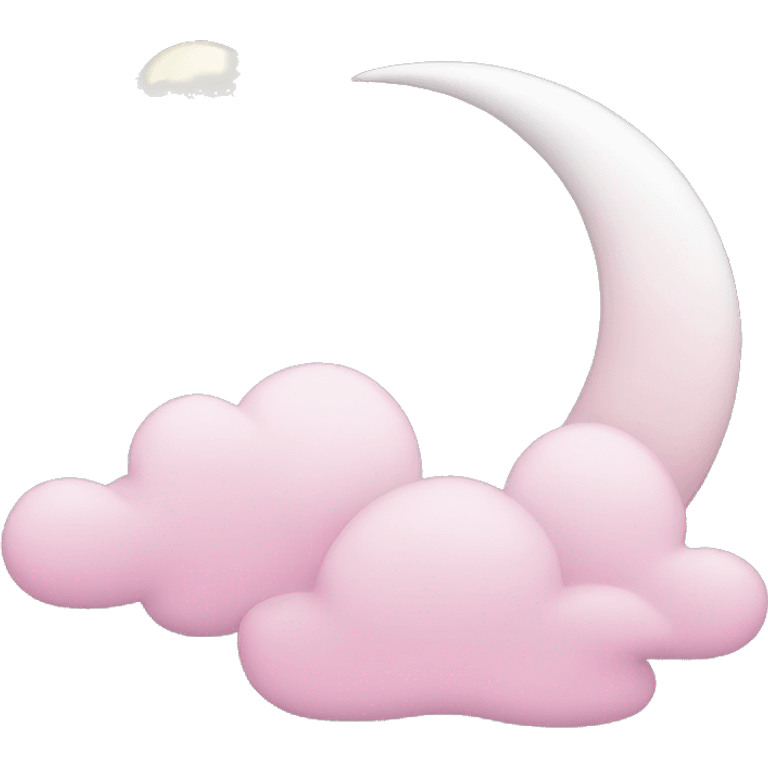 White Crescent moon and pink clouds emoji