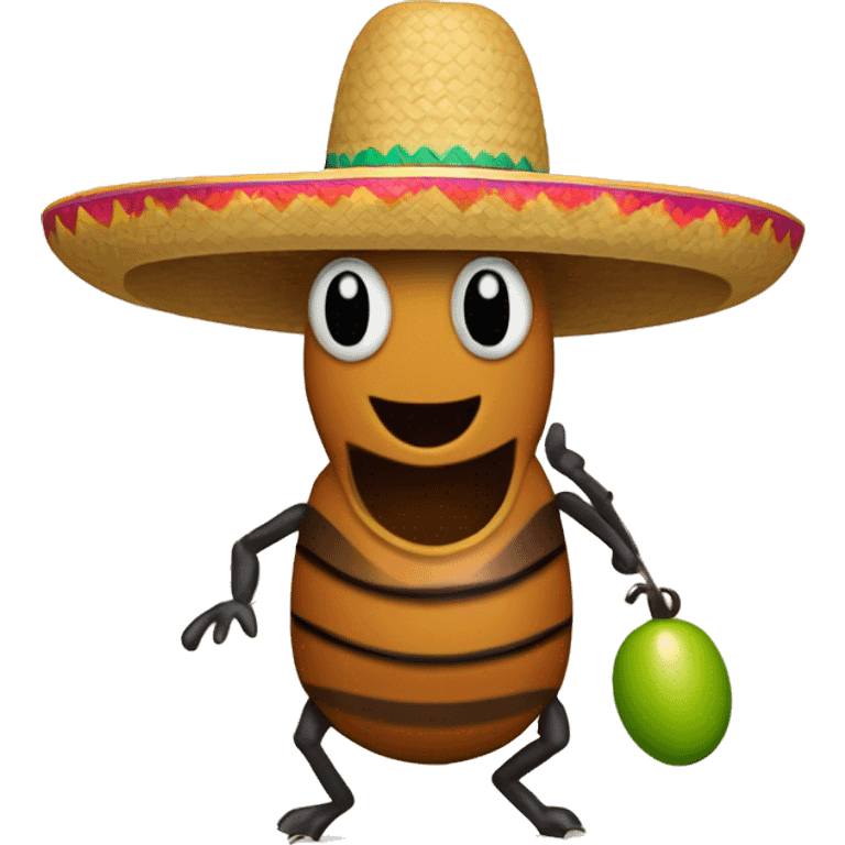 Cucaracha con sombrero mexicano y maracas  emoji