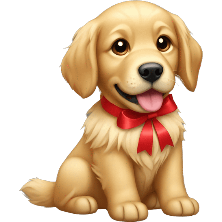 a golden retriever with a red bow emoji