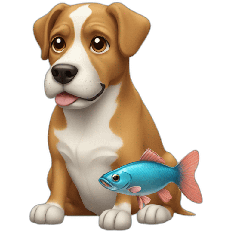 Dog with fish emoji