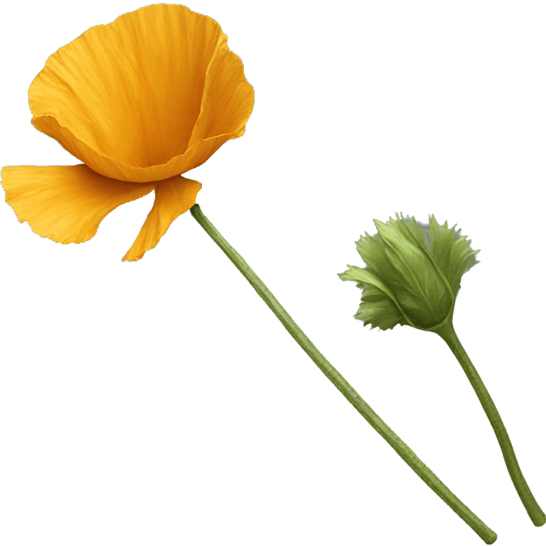 Golden poppy top view with stalk  emoji