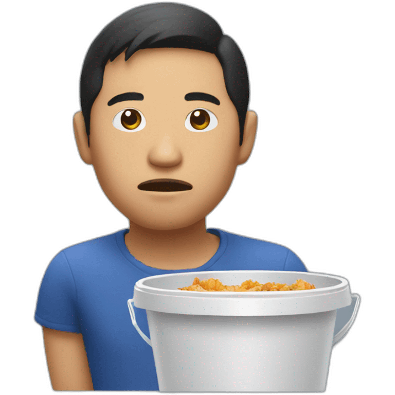 sad asian man with an empty kfc bucket emoji