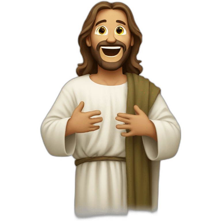 Jesus laughs until he tears up emoji