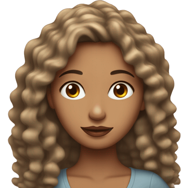 Mujer blanca con cabello rizado y ojos color cafe emoji