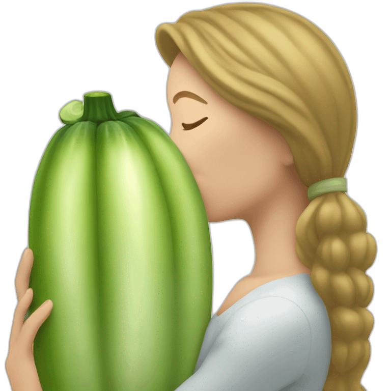 White Woman kissing Zucchini emoji