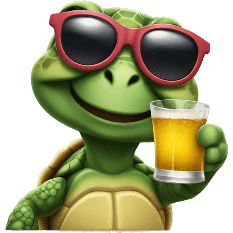 Turtle wearing sunglasses toasting a cheers! emoji