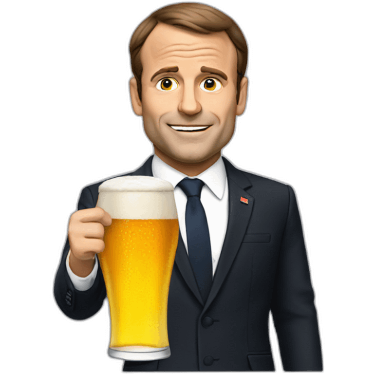 Macron with beer emoji