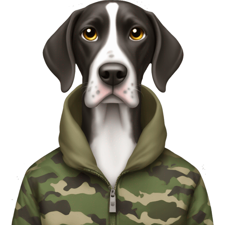 Pointer cross salvation wearing a camouflage jacket  emoji