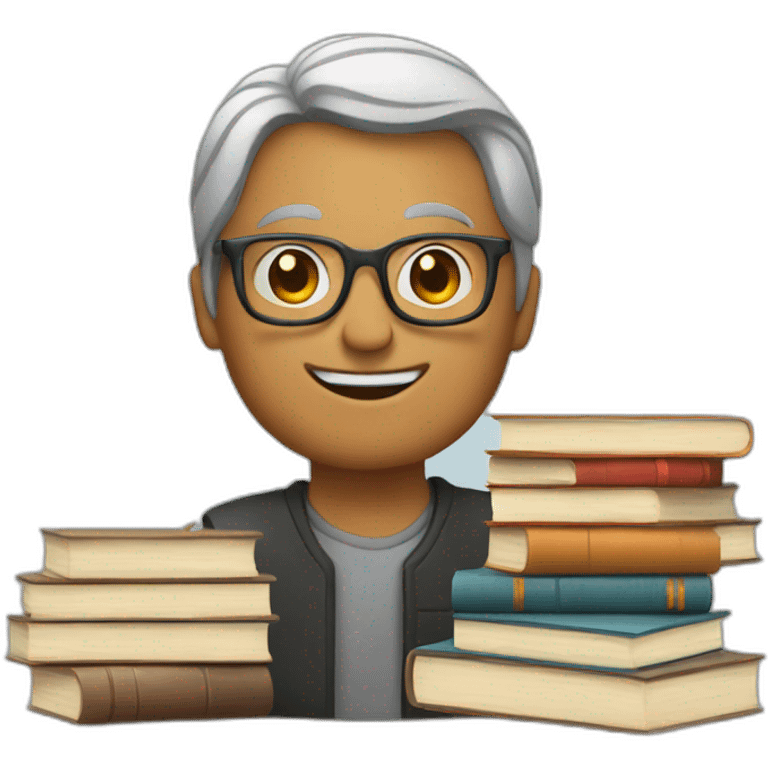 writer with a stack of books emoji