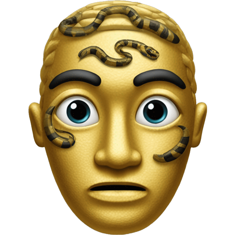 mascara de oro de la culura nazca con serpiente en la cabeza emoji