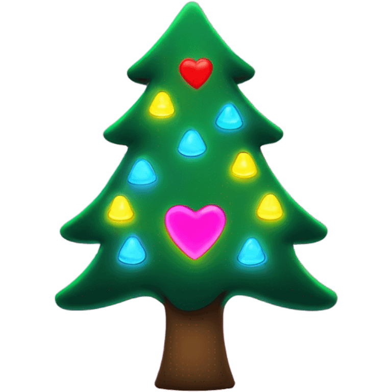 Christmas tree with neon heart lights  emoji