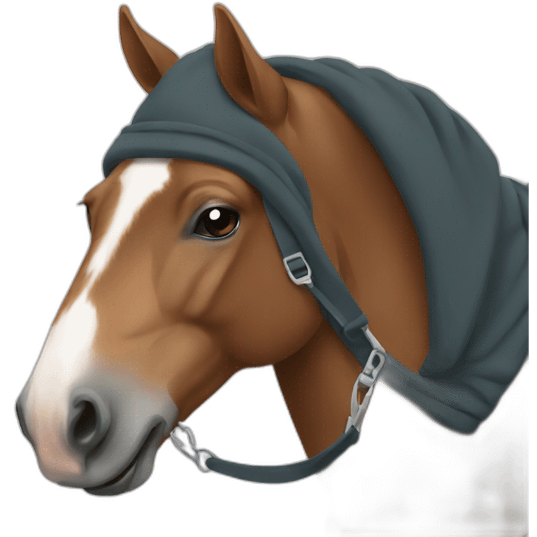 A horse wearing a hoodie emoji