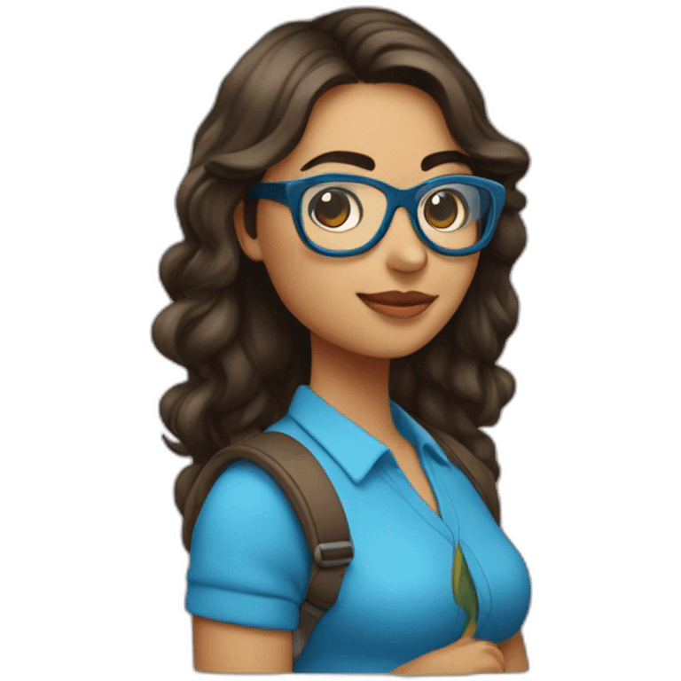 Mujer joven morena con gafas y pelo azul emoji