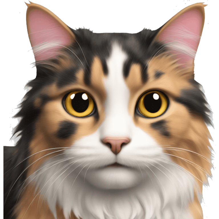 Long-haired Calico cat pink nose emoji