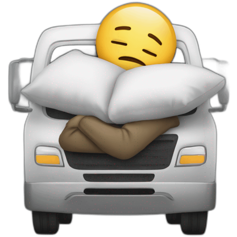 sleeping truck driver with pillow behind his head emoji