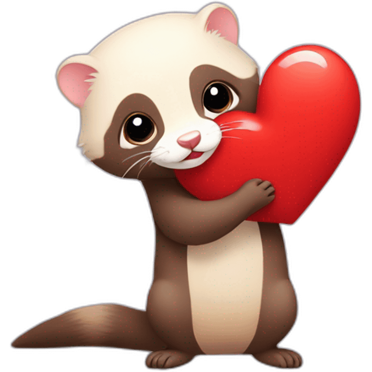 ferret hugs a heart emoji