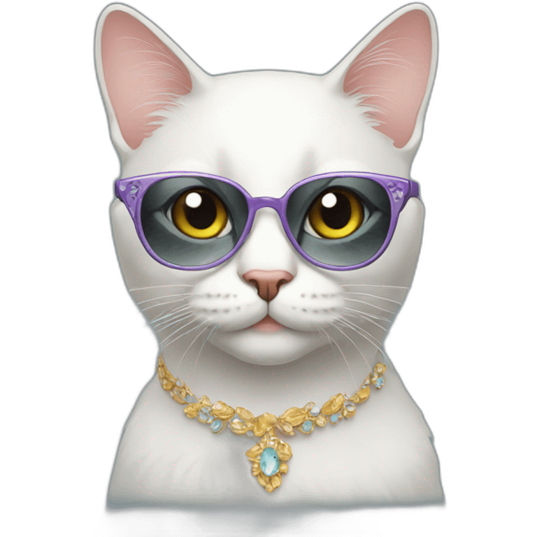 Cat with fancy glasses emoji