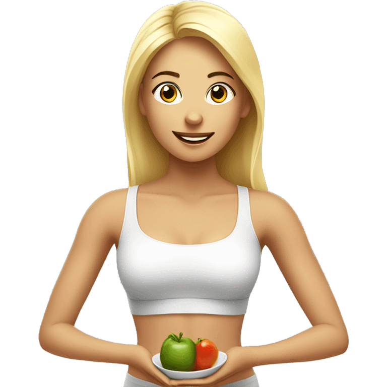 A perfect girl eating healthy in a yoga set emoji