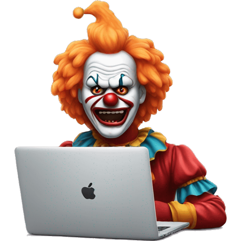 angry clown is sitting at his laptop emoji