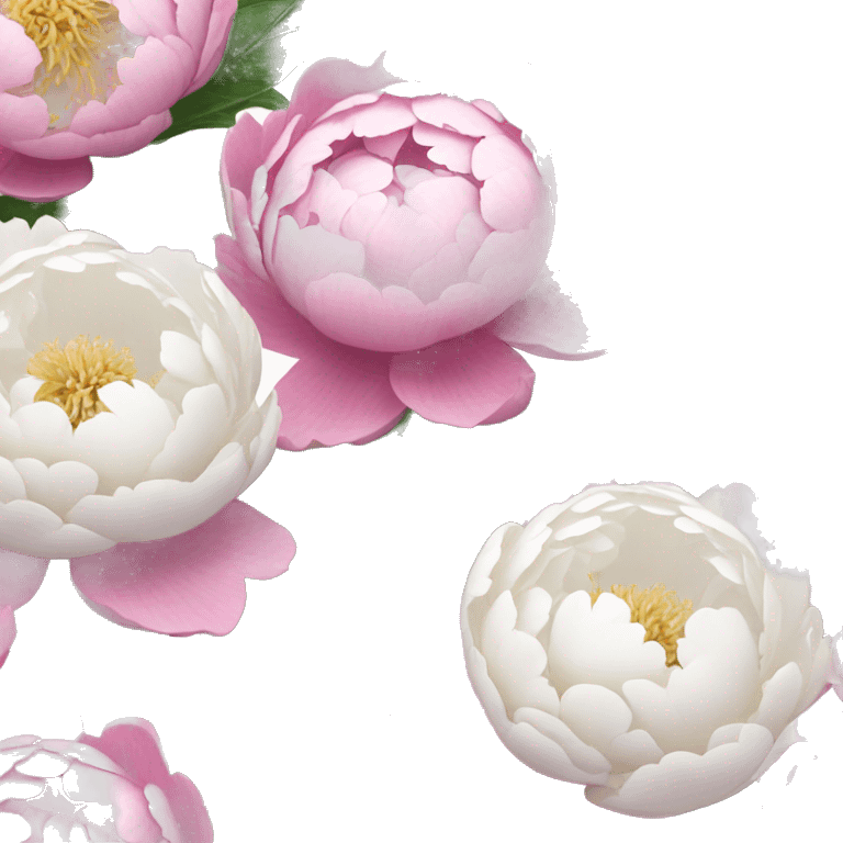 “Pink and white peony flowers emoji